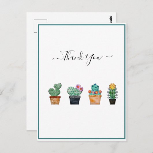 Mooie Cactus Groene Bloem Briefkaart (Voorkant / Achterkant)