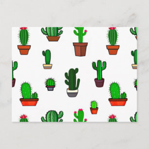 Mooie Cactus illustraties Patroon Wit Briefkaart
