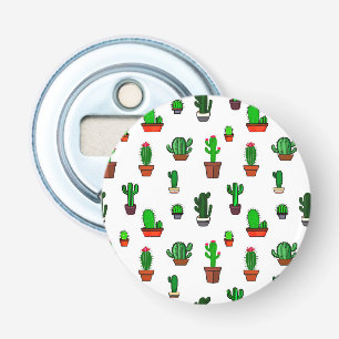 Mooie Cactus illustraties Patroon Wit Button Flesopener