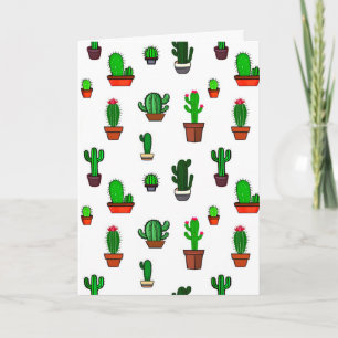 Mooie Cactus illustraties Patroon Wit Kaart