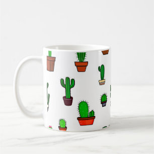 Mooie Cactus illustraties Patroon Wit Koffiemok