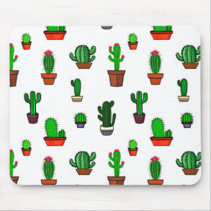 Mooie Cactus illustraties Patroon Wit Muismat