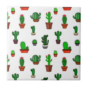 Mooie Cactus illustraties Patroon Wit Tegeltje