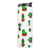 Mooie Cactus illustraties Patroon Wit Thermosbeker (Gedraaid links)