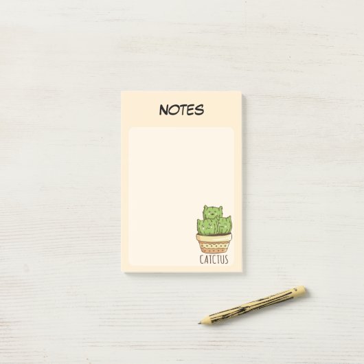 Mooie Cactus in Pot Botanische Gelinieerde Notitie Post-it® Notes (Op bureau)