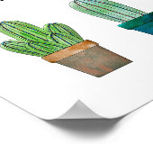 Mooie cactus met drie cactus tekeningen poster (Hoek)