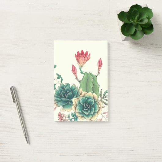 Mooie cactus met ventilator post-it® notes (Kantoor)