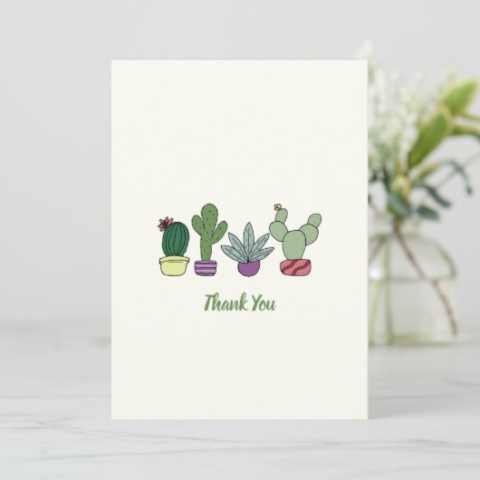 Mooie Cactus Potaardplanten Bedanktkaart Bedankkaart (Staand voorkant)
