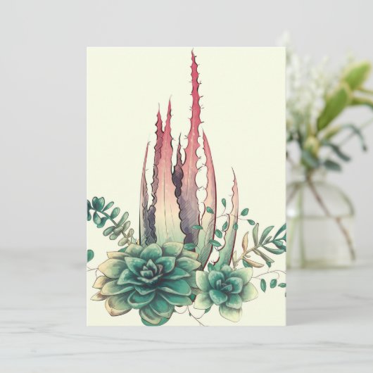 Mooie Cactus Save The Date (Staand voorkant)