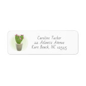 Mooie Cactus Vetplant Roze Bloem Potplant Adres Etiket (Voorkant)