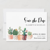 Mooie cactus vettige foto bewaar de datum save the date (Voorkant)