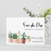 Mooie cactus vettige foto bewaar de datum save the date (Staand voorkant)