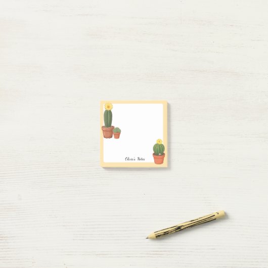 Mooie Cactusbloem in Pot Aangepaste Plaknotities Post-it® Notes (Op bureau)