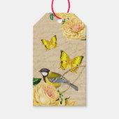 Mooie cadeau labels met vogel en rozen cadeaulabel (Voorkant)