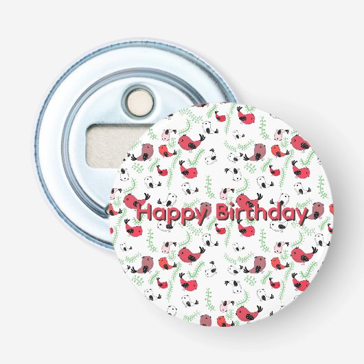 Mooie cadeau met vogelthema, gedrukt button flesopener (Voorkant)