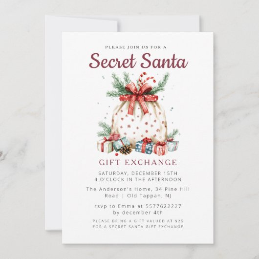 Mooie cadeautas in Secret Santa Christmas Party Kaart (Voorkant)