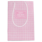 Mooie cadeautas roze ruit aangepaste naam accent (Voorkant)
