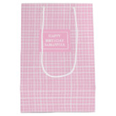 Mooie cadeautas roze ruit aangepaste naam accent (Achterkant)