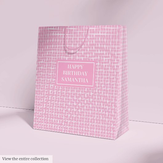 Mooie cadeautas roze ruit aangepaste naam accent