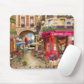 Mooie Cafe op straat in Parijs Fine Art Muismat (Met muis)