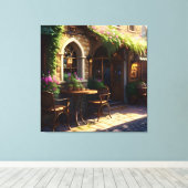 Mooie Cafe Street Canvas Afdruk (Insitu (Houten vloer))