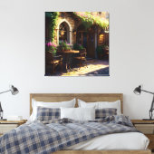 Mooie Cafe Street Canvas Afdruk (Insitu (Slaapkamer))