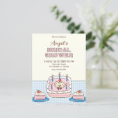 Mooie cake bruidsshower kaart (Staand voorkant)