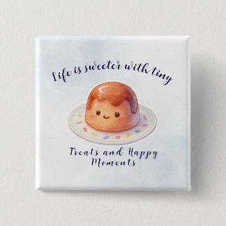 Mooie Cake Dessert Knop Vierkante Button 5,1 Cm