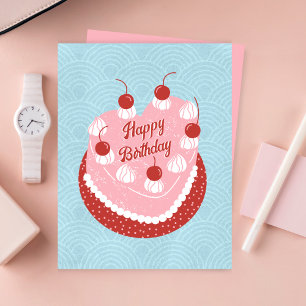 Mooie cake hart gelukkige verjaardag feestdagenkaart