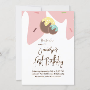 Mooie Cake Pop Ballen Frosting Eerste Verjaardag Kaart
