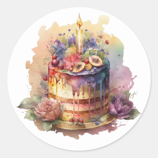 Mooie cake stickertjes ronde sticker (Voorkant)
