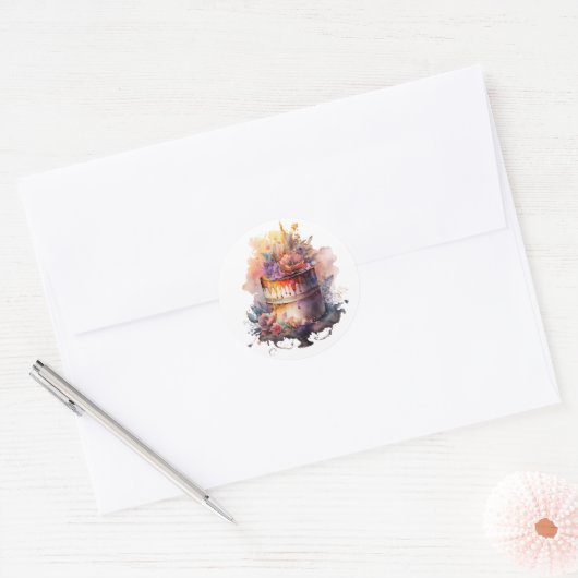 Mooie cakestickers ronde sticker (Envelop)