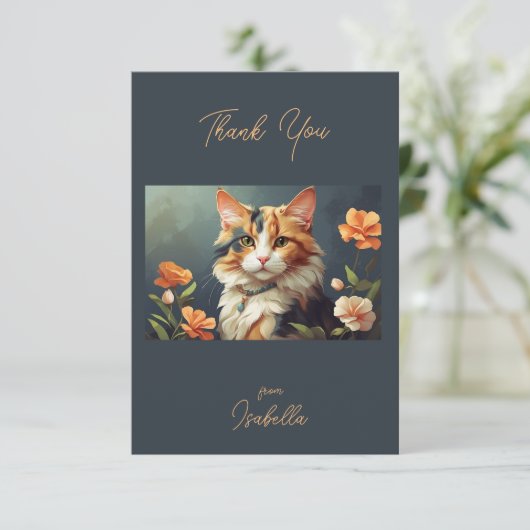 Mooie Calico Cat Bedankkaart (Staand voorkant)