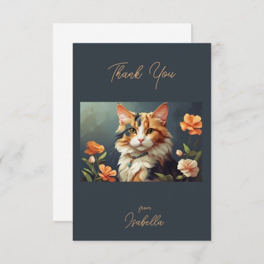 Mooie Calico Cat Bedankkaart (Voorkant / Achterkant)