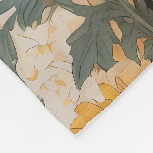 Mooie Calico kat met goudsbloem bloemen Fleece Deken (Hoek)