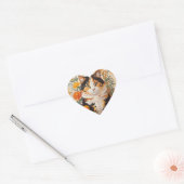 Mooie Calico kat met goudsbloem bloemen Hart Sticker (Envelop)