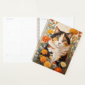 Mooie Calico kat met goudsbloem bloemen Planner (Display)