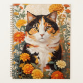 Mooie Calico kat met goudsbloem bloemen Planner (Voorkant)