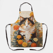 Mooie Calico kat met goudsbloem bloemen Schort (Voorkant)