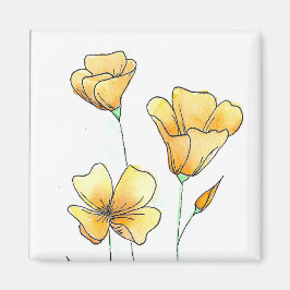Mooie Californische Aquarel Klaprozen Magneet