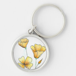 Mooie Californische Aquarel Klaprozen Sleutelhanger