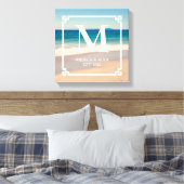 Mooie Californische strandfoto met monogram trouwk Canvas Afdruk (Insitu (Slaapkamer))