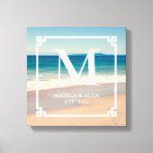 Mooie Californische strandfoto met monogram trouwk Canvas Afdruk (Voorkant)