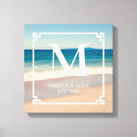 Mooie Californische strandfoto met monogram voor e Canvas Afdruk (Voorkant)