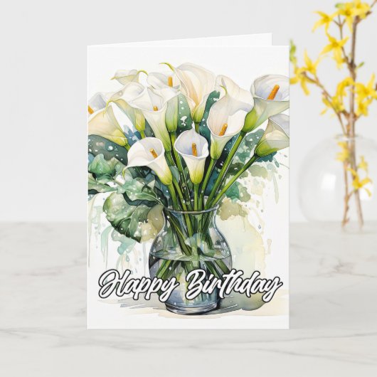 Mooie Calla Lelie Bloemen Kaart (Gele Bloem)