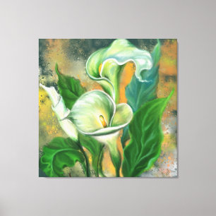 Mooie Calla Lily Flower - Migned Art Drawing Canvas Afdruk