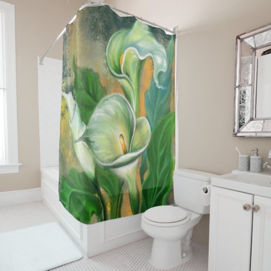 Mooie Calla Lily Flower - Migned Drawing Art - Douchegordijn (In situ)