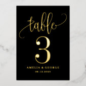 Mooie Calligrafie ECHTE FOLIE Tafelnummer Kaart (Voorkant)