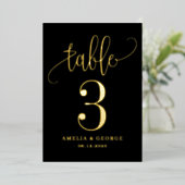 Mooie Calligrafie ECHTE FOLIE Tafelnummer Kaart (Staand Voorkant)