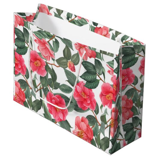 Mooie Camellia Flowers en Leaves Pattern Groot Cadeauzakje (Voorkant Gekanteld)